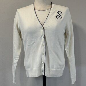 Lands End Sweater Set Womens Size Small 6-8 Ivory Crewneck T-shirt Long Sleeve